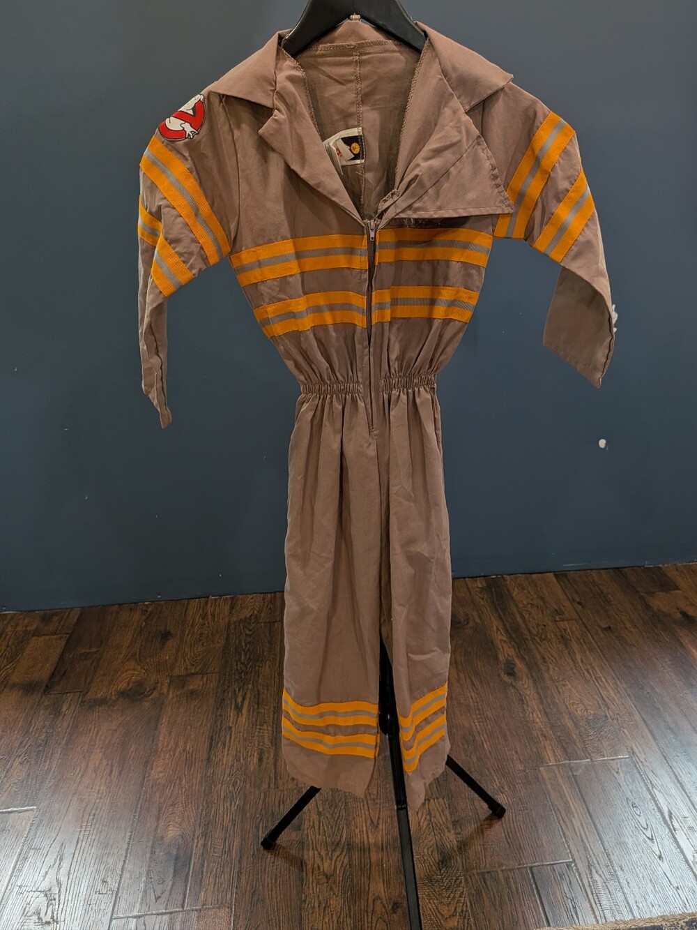 Kids Brown Ghostbuster Jumpsuit Costume with Orange Stripes